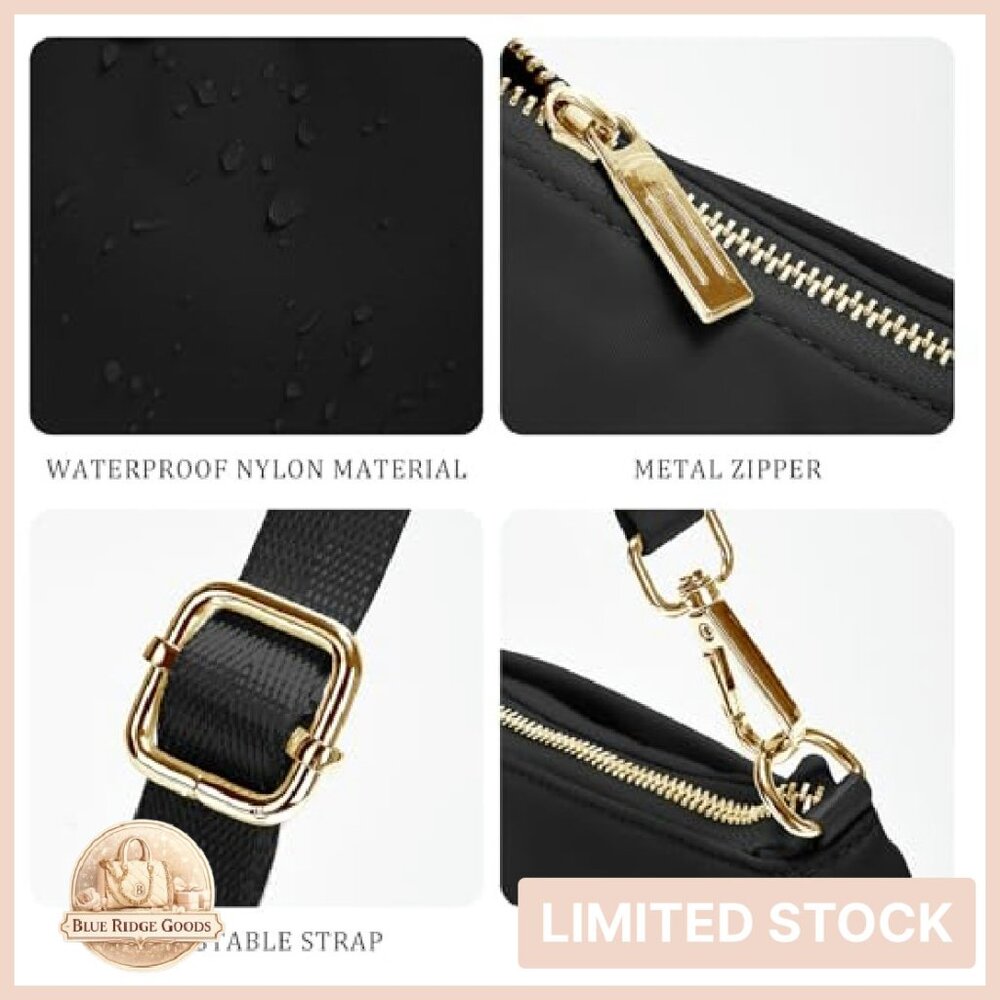 Trendy Crescent Shoulder Bag Nylon Adjustable Strap Chic Minimal Y2K - Picture 7 of 8